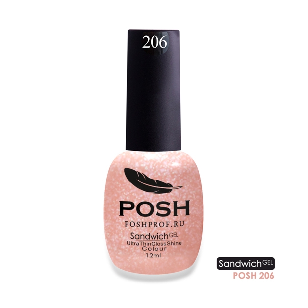 Гель-Лак SANDWICH GEL POSH 206 (с микро-частицами)2